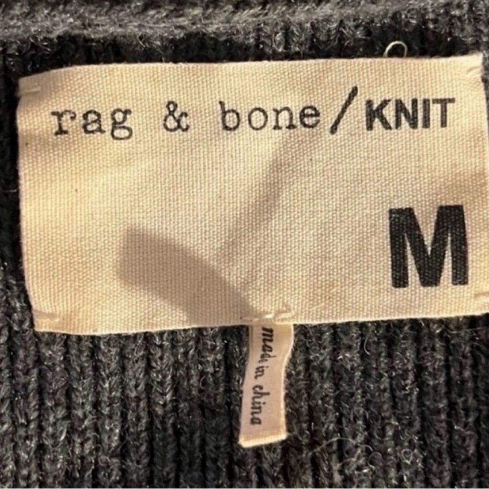Rag & Bone Knit Wool/Cashmere Blend Cardigan Preppy Black/Grey Stripe -Med - EUC - Picture 8 of 8